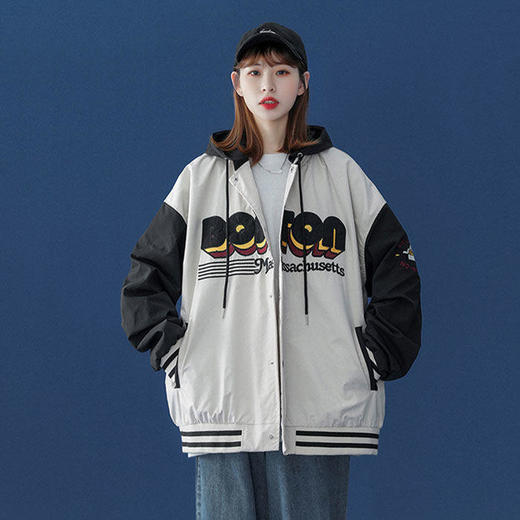 撞色棒球服女ins潮宽松韩版盐系这届学生百搭原宿风外套2021新款 商品图1