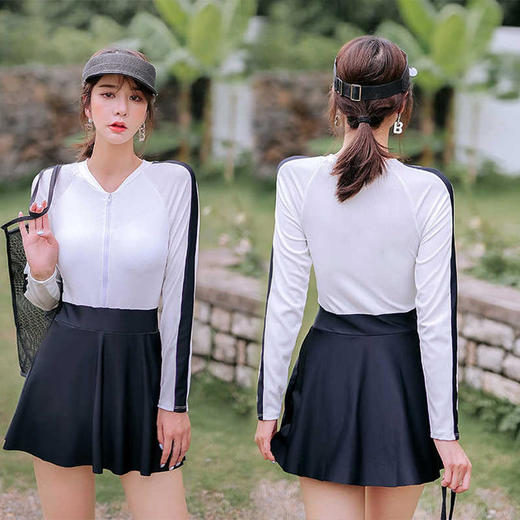 泳衣女专业泳衣连体运动新款泳装长袖保守显瘦遮肉防晒泡温泉 商品图1