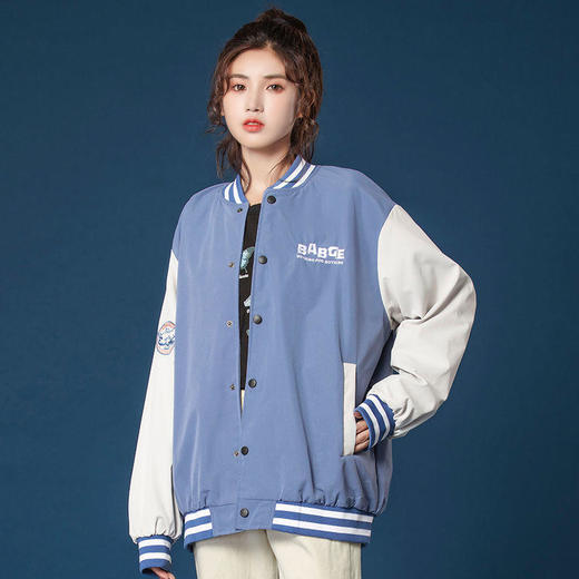 2021春秋新款字母绣花棒球服夹克ins潮撞色情侣上衣棒球服外套女 商品图4