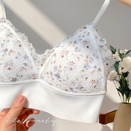 甜园碎花~日系大胸显小胸薄款无钢圈文胸内衣女高颜值美背胸罩bra 商品图1