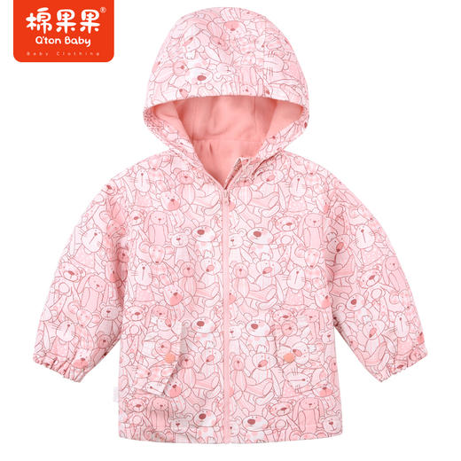 商场同款棉果果秋季新款女童科技面料摇粒绒内里粉嫩满印可爱保暖冲锋衣连帽外套M322100322463 商品图2
