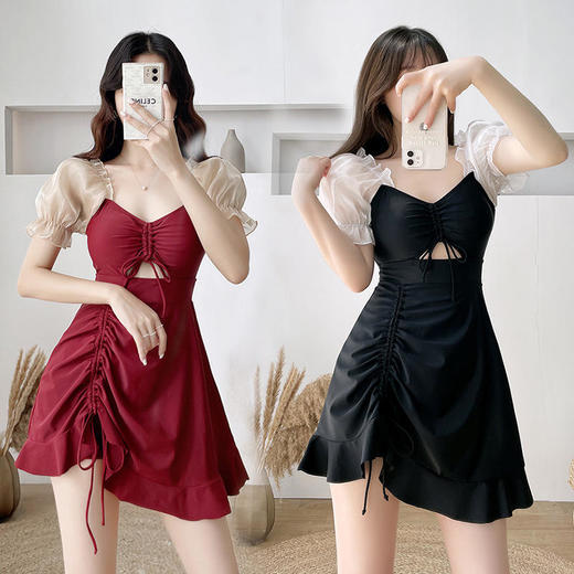 泳衣女式专业泳衣新款法式连衣裙泳装保守显瘦遮肉度假泡温泉 商品图1