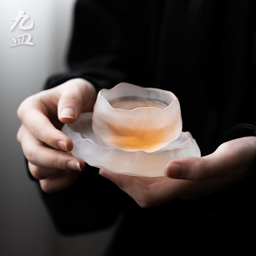 九皿琉璃品茗杯日式单杯杯垫小茶杯功夫茶具清酒杯女士磨砂主人杯 商品图0