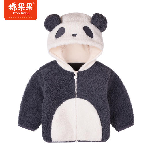 商场同款棉果果秋季新款小熊猫男女童可爱萌萌哒连帽大颗粒羊羔绒外套M312100422494 商品图2