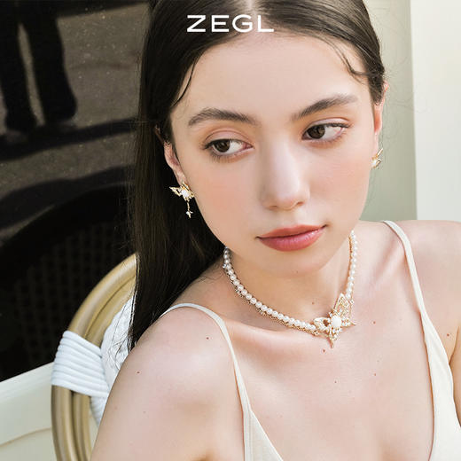 ZEGL设计师幻野系列蝴蝶人造珍珠项链女高级设计感小众叠戴锁骨链 商品图4