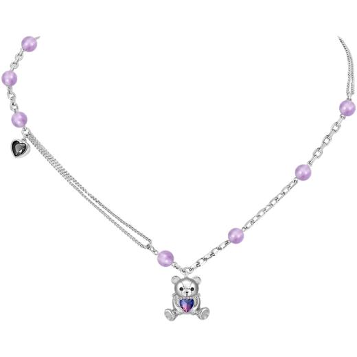 ZEGL设计师幻梦小熊系列紫水晶爱心项链女夏轻奢小众高级感锁骨链 商品图3