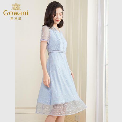 乔万尼连衣裙新款法式经典款小个子气质收腰蕾丝DF2E423 商品图3