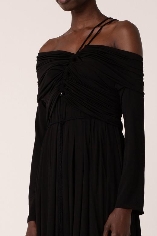 Palmer Harding  黑色露肩袖抽褶连衣裙 商品图4