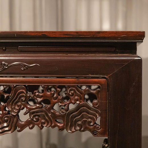 清代 红木透雕灵芝纹牙板大画桌 商品图1