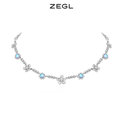 ZEGL设计师浮生若梦系列月光石项链女夏高级设计感小众花朵锁骨链 商品图0