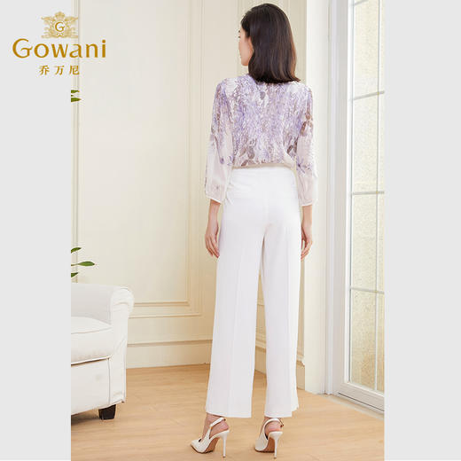 乔万尼女裤子夏薄款白色新款显瘦宽松小个子直筒裤DF2F428 商品图3