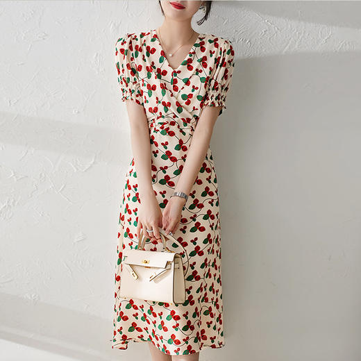 致惊艳夏季印 层次感扭结连衣裙茶歇裙 ,RWQ8042 商品图3