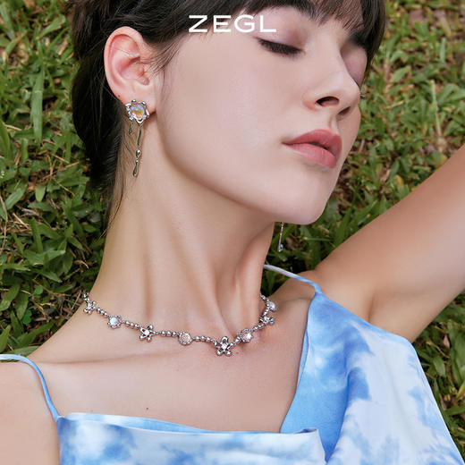 ZEGL设计师浮生若梦系列月光石项链女夏高级设计感小众花朵锁骨链 商品图1