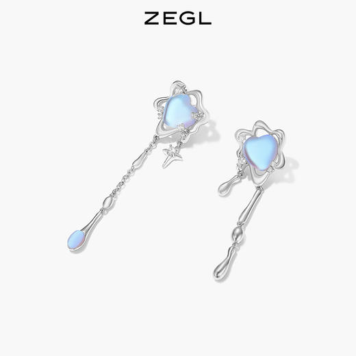 ZEGL设计师浮生若梦系列星星月光石流苏耳环女夏耳钉925银针耳饰 商品图5