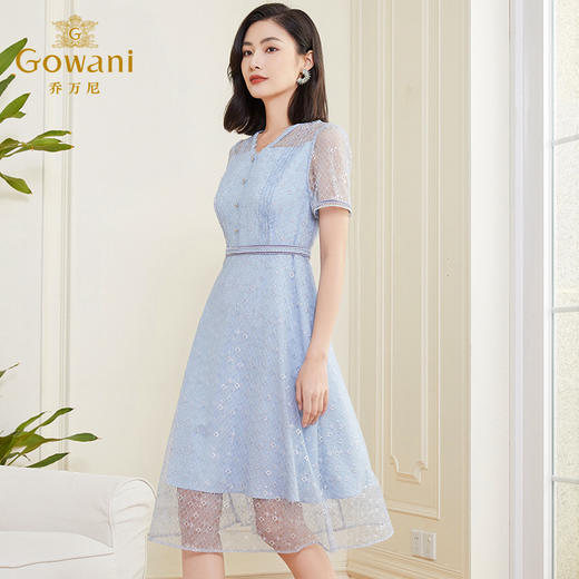 乔万尼连衣裙新款法式经典款小个子气质收腰蕾丝DF2E423 商品图1