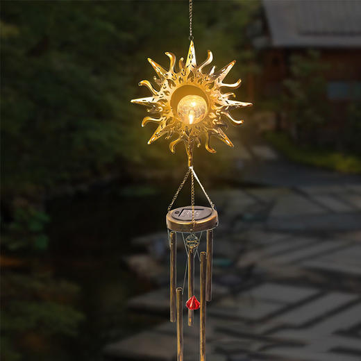 太阳能风铃户外防水房间花园阳台装饰仙气森系小众吊灯挂件 商品图1