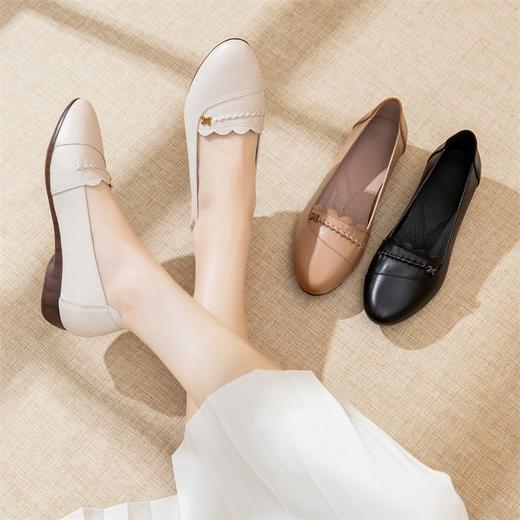 时尚休闲，秋季新款头层牛皮软底单鞋工作鞋浅口平底妈妈鞋MLD-7366 商品图0