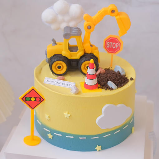 挖掘机蛋糕、儿童款。2个款式可选（4层胚3层夹心，默认：火芒） 商品图0