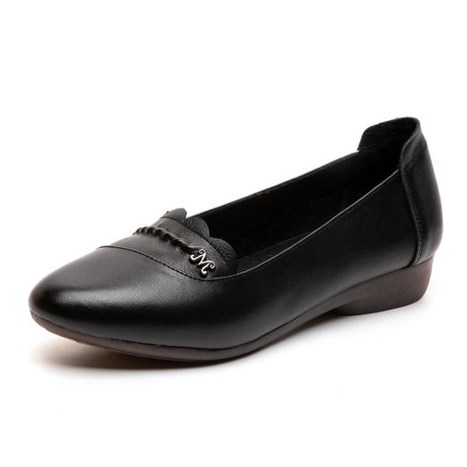 时尚休闲，秋季新款头层牛皮软底单鞋工作鞋浅口平底妈妈鞋MLD-7366 商品图4