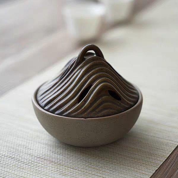 丘陵峦山陶瓷香炉创意禅意香薰炉家用室内净化空气仿古檀香盘香炉