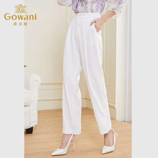 乔万尼女裤子夏薄款白色新款显瘦宽松小个子直筒裤DF2F428 商品图1