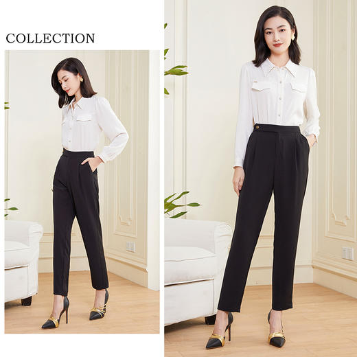 乔万尼黑色裤子夏季女薄款新款梨形身材显瘦长裤DF2F425 商品图2