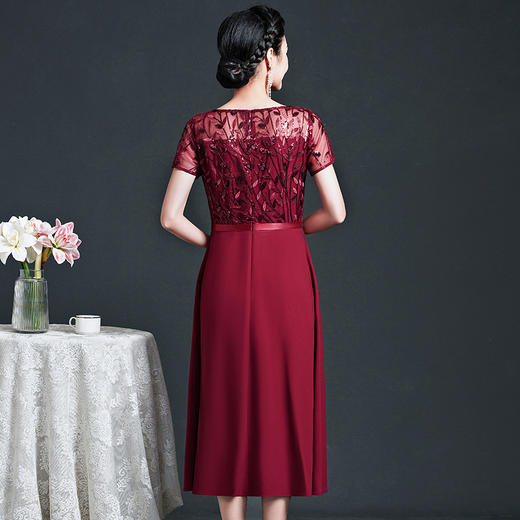 新款网纱绣花大摆婚宴喜婆婆礼服，显瘦大码女装连衣裙ZY-Q6086 商品图3