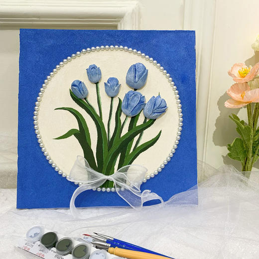 3D立体肌理画郁金香珍珠填充丙烯石英砂数字油画diy手工油彩挂画 商品图3