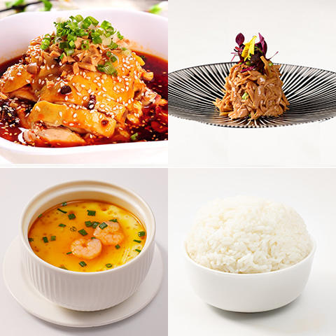 口水鸡+虾仁蒸蛋+藤椒小野笋+米饭 商品图0