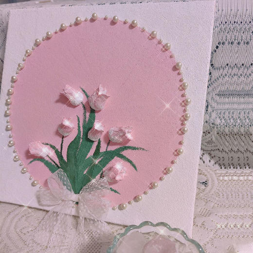 3D立体肌理画郁金香珍珠填充丙烯石英砂数字油画diy手工油彩挂画 商品图2