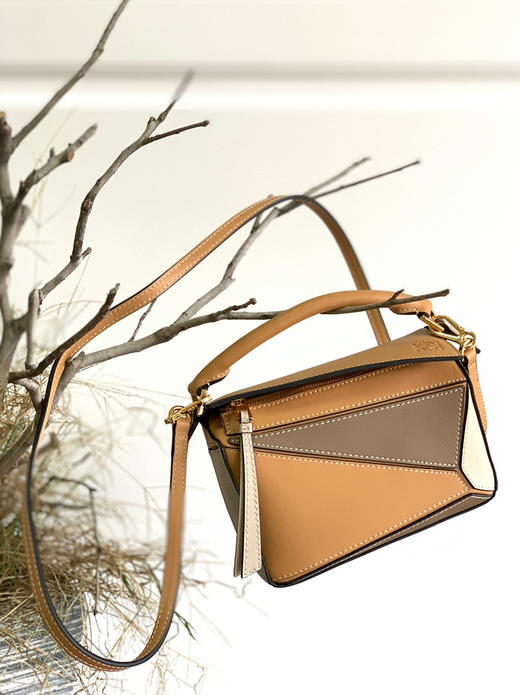 Loe*we Puzzle mini-棕黄拼褐色米白 商品图0