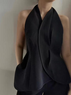 Viktoria Chan | SS22067 Chase halterneck stiff top [挂脖无袖上衣 黑 ]