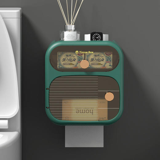 新款纸巾盒厕所卫生纸置物架防水免打孔纸巾架高档壁挂式卷纸盒 商品图1