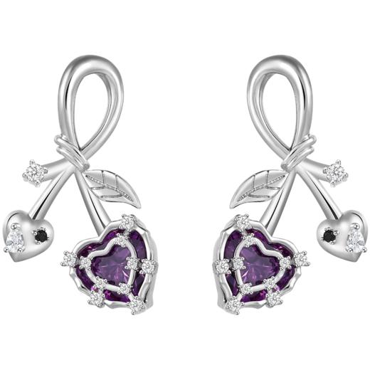 ZEGL设计师幻梦小熊系列爱心樱桃耳环女夏小众设计感耳钉银针耳饰 商品图5