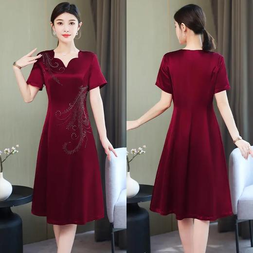 AHM-yqwl5256新款时尚优雅气质修身V领短袖中长款连衣裙 商品图2