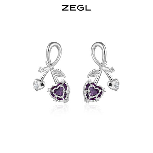 ZEGL设计师幻梦小熊系列爱心樱桃耳环女夏小众设计感耳钉银针耳饰 商品图0