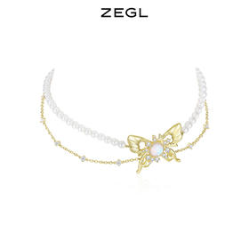 ZEGL设计师幻野系列蝴蝶人造珍珠项链女高级设计感小众叠戴锁骨链