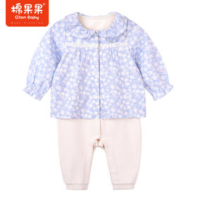商场同款棉果果秋季新款女童小碎花满印小清新娃娃衫假两件连体衣M322722422457