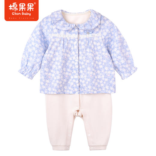 商场同款棉果果秋季新款女童小碎花满印小清新娃娃衫假两件连体衣M322722422457 商品图0