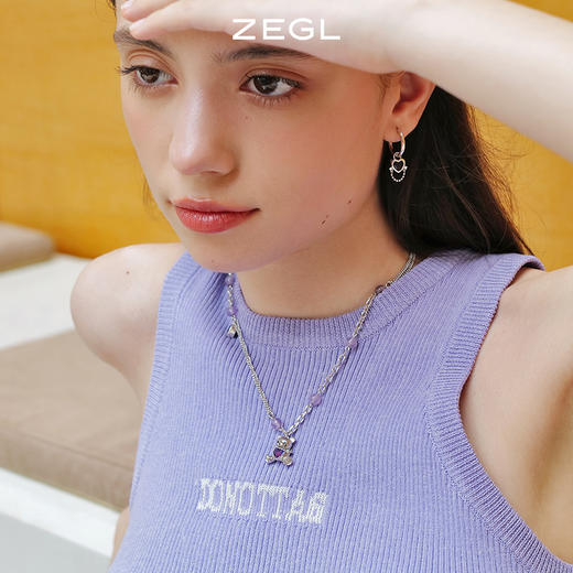 ZEGL设计师幻梦小熊系列紫水晶爱心项链女夏轻奢小众高级感锁骨链 商品图1