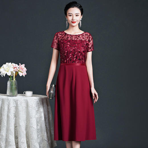 新款网纱绣花大摆婚宴喜婆婆礼服，显瘦大码女装连衣裙ZY-Q6086 商品图0