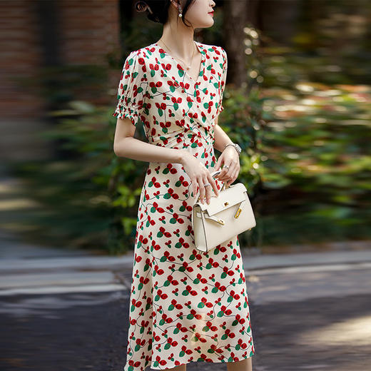 致惊艳夏季印 层次感扭结连衣裙茶歇裙 ,RWQ8042 商品图2