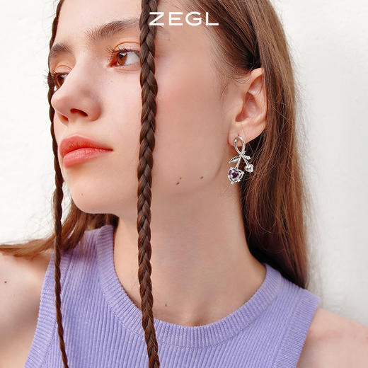 ZEGL设计师幻梦小熊系列爱心樱桃耳环女夏小众设计感耳钉银针耳饰 商品图1