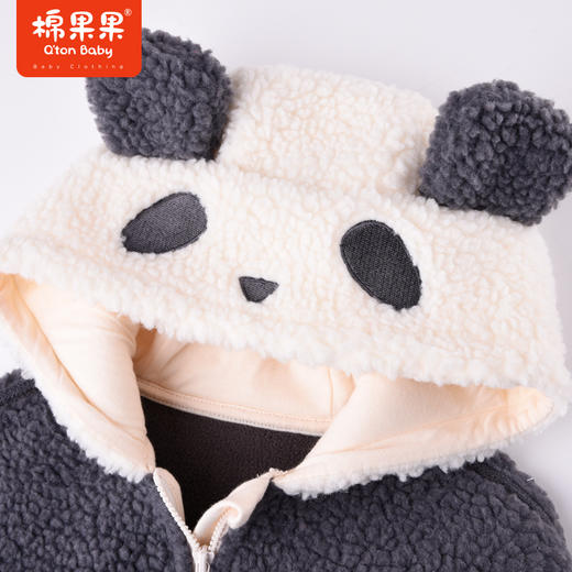 商场同款棉果果秋季新款小熊猫男女童可爱萌萌哒连帽大颗粒羊羔绒外套M312100422494 商品图5