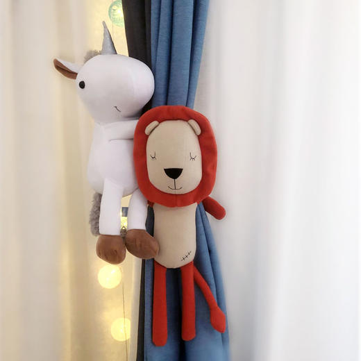 卡通窗帘扣窗帘绑带一对动物公仔儿童房摆件动物造型窗帘装饰一对 商品图6