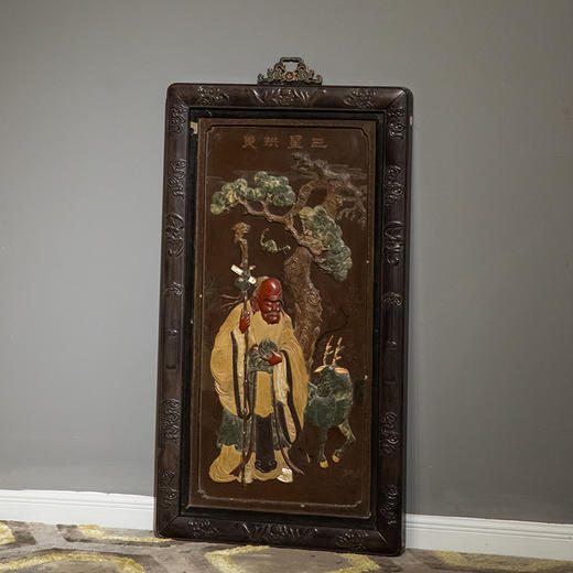 清 紫檀百宝嵌寿星人物挂屏 商品图4