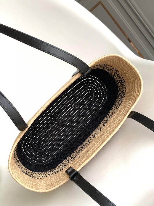 𝑳𝒐𝒆𝒘𝒆🔥渐变酒椰纤维和牛皮革方形Basket手袋🧺 商品图7