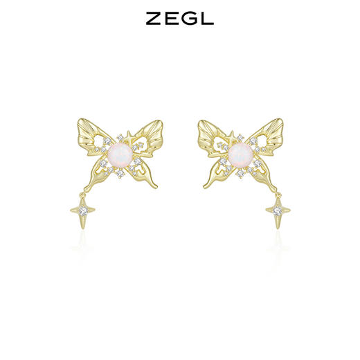 ZEGL设计师幻野系列蝴蝶耳环女小众设计感高级耳钉925银针夏耳饰 商品图0