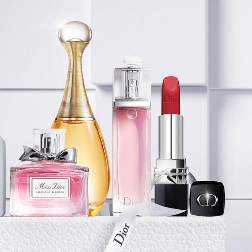 送红色化妆包迪奥香氛口红四件套真我魅惑甜心香水小样999丝绒口红