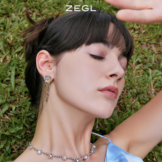 ZEGL设计师浮生若梦系列星星月光石流苏耳环女夏耳钉925银针耳饰 商品图3